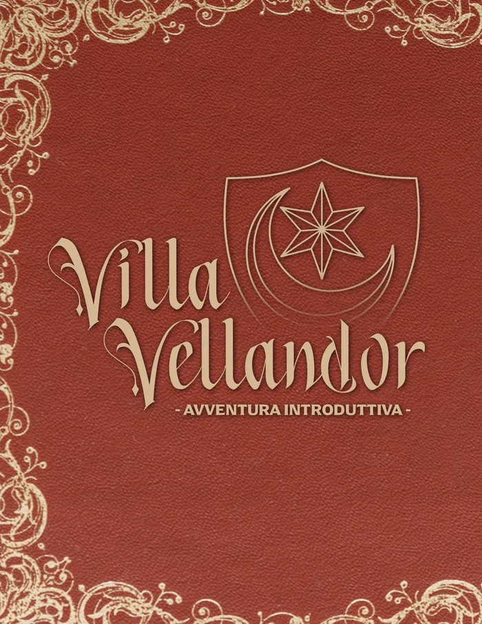 Copertina rossa dell'avventura Villa Vellandor, con lo stemma della casata